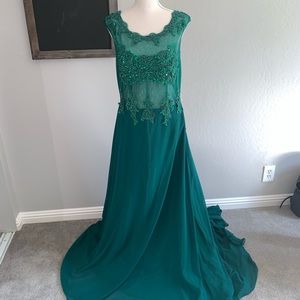 Emerald green evening gown
